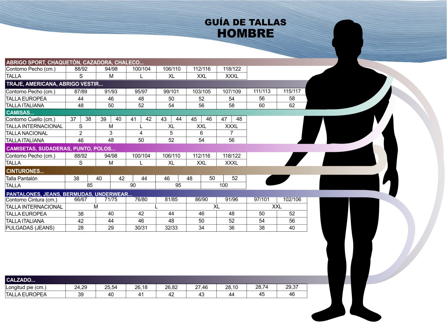 Guía de tallas Hombre