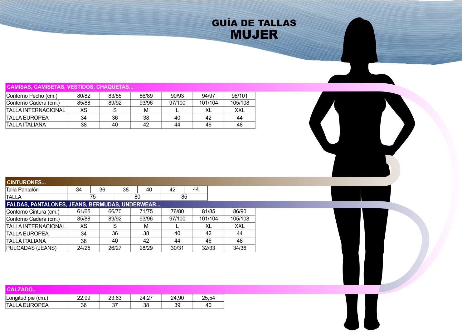 Guía de tallas Mujer